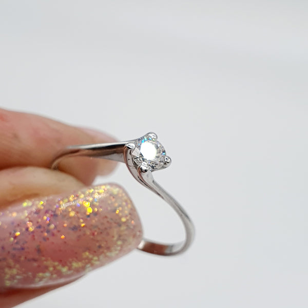 ANELLO SOLITARIO ORO BIANCO 18K 750 DIAMANTINO 0,22 CT PUREZZA VS/G GR.1,66