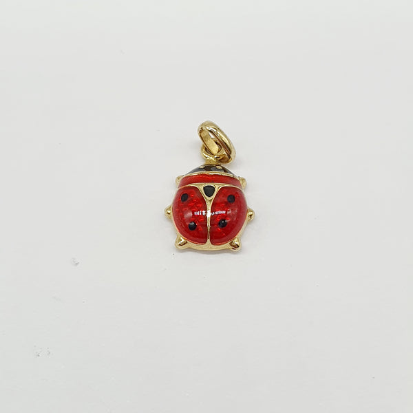 CIONDOLO ORO GIALLO 18K 750 COCCINELLA SMALTATA GR.0,93