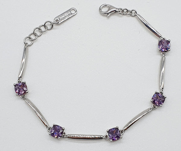 BRACCIALE BROSWAY ARGENTO 925 5 ZIRCONI VIOLA CM.17